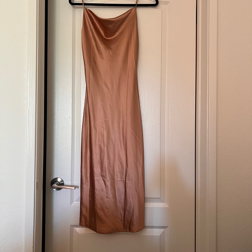 Princess Polly Champagne Satin Midi Dress